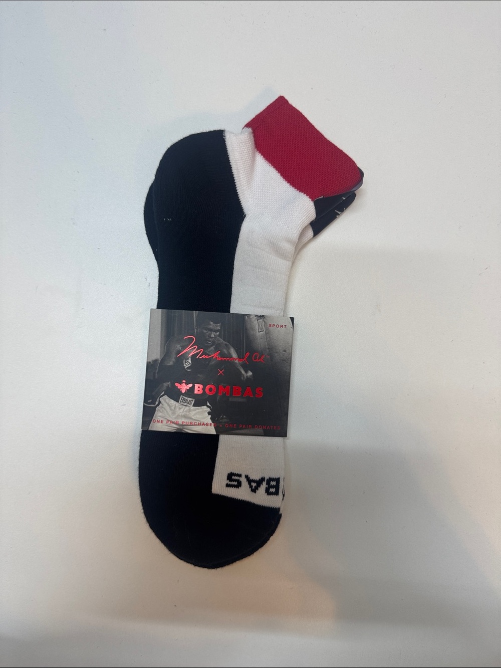 Bombas Men's ankle Athletic Socks in Black, White & Red